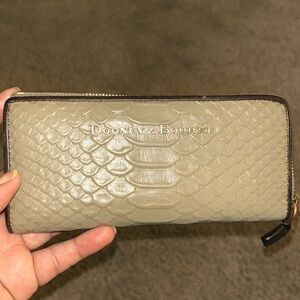Dooney and Bourke Tan Gold Letters Wallet